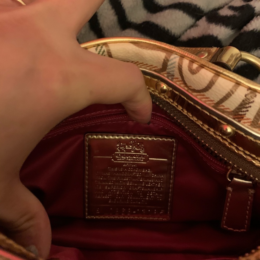 Gold and White Authentic Coach Purse - Picture 3 of 5